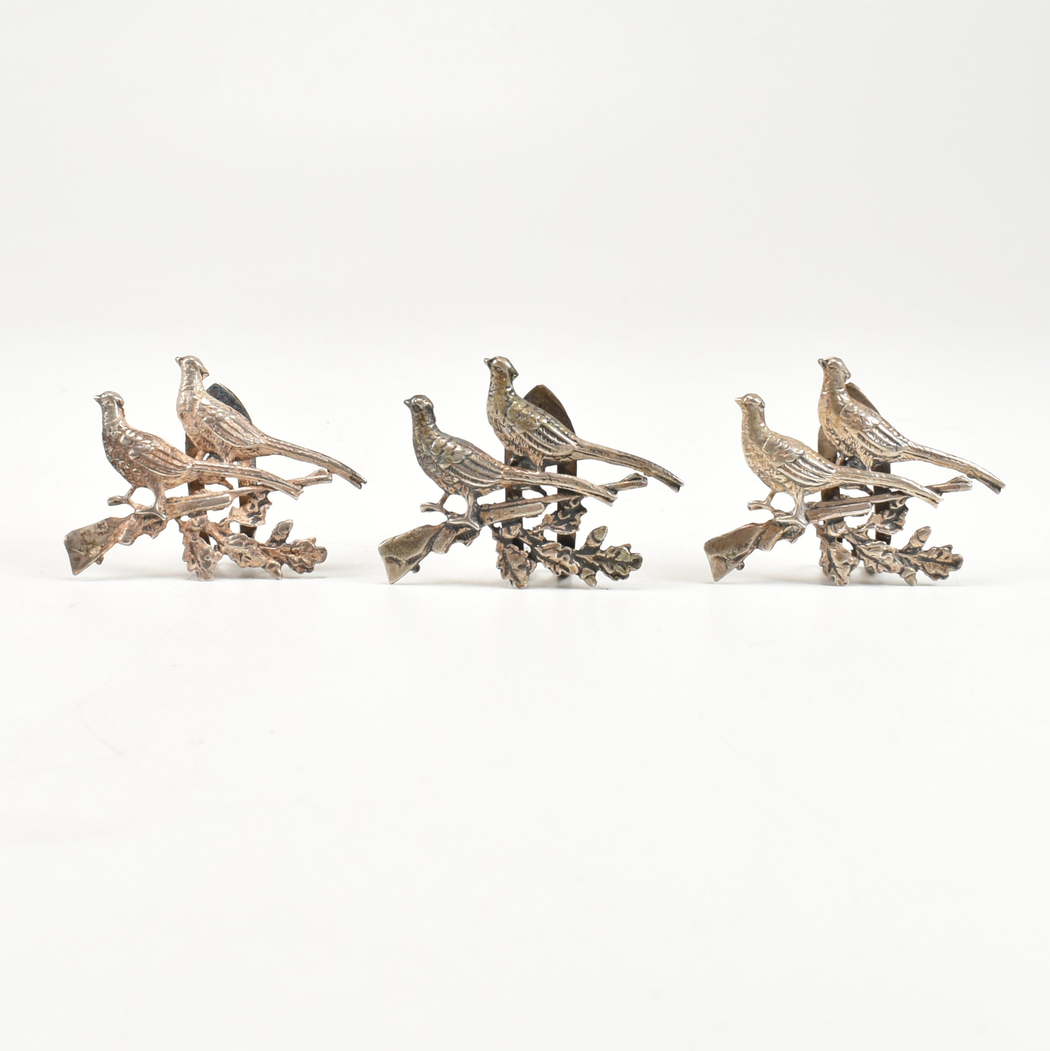 SET OF 6 1980S HALLMARKED SILVER MENU HOLDERS HUNTING INTEREST - Image 3 of 7