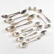 GEORGIAN & LATER HALLMARKED SILVER SPOONS & THIMBLES
