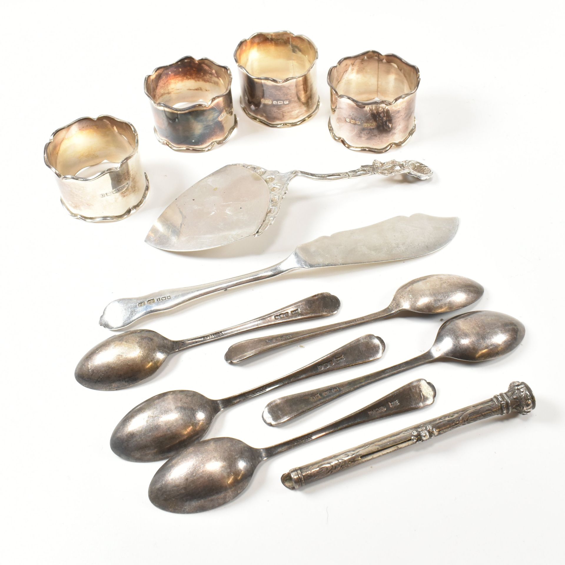 COLLECTION OF HALLMARKED SILVER WHITE METAL & 800 SILVER ITEMS - Image 3 of 10