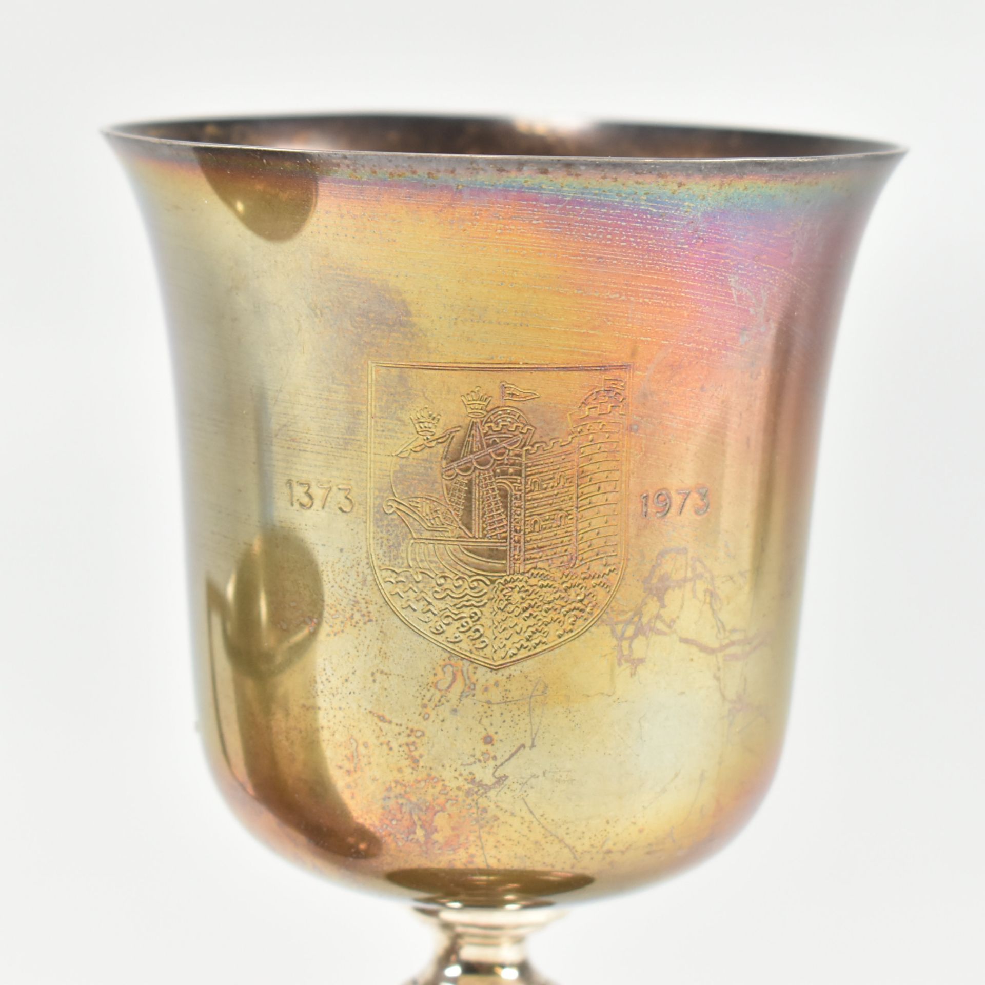 GEORGE V HALLMARKED SILVER CHRISTENING CUP & LATER GOBLET - Image 3 of 8