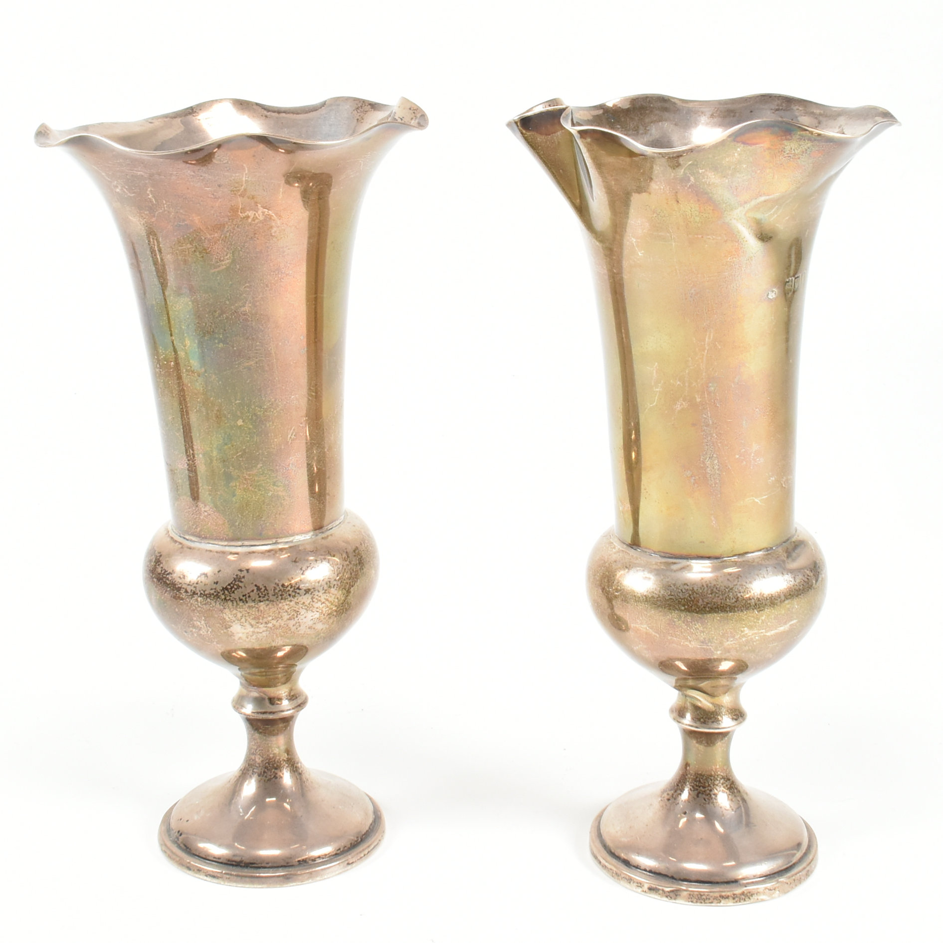 EDWARD VII & LATER HALLMARKED SILVER POSEY VASES - Image 6 of 12