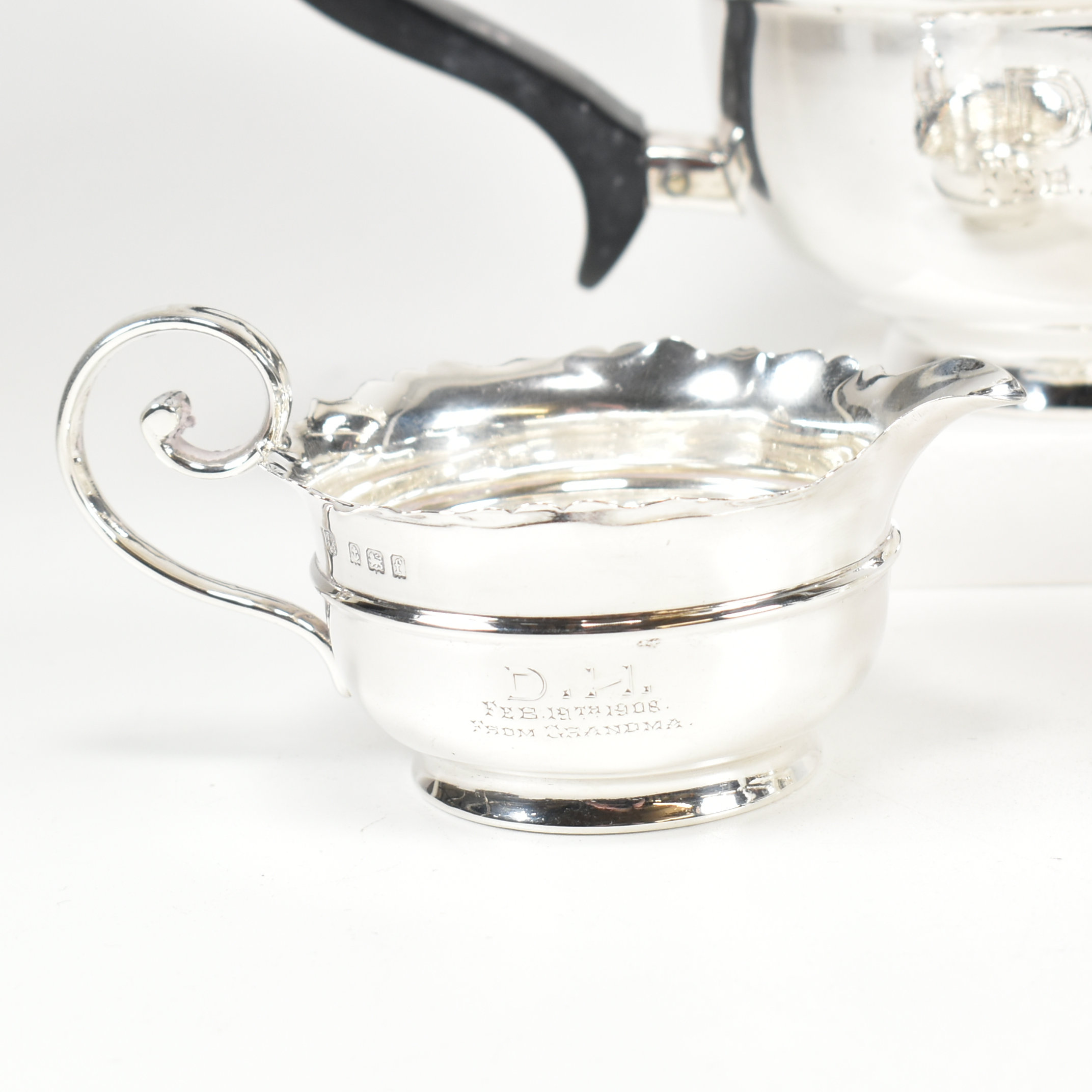 EARLY 20TH CENTURY HALLMARKED SILVER TEA SERVICE - Image 2 of 9