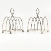 GEORGE V MATCHED PAIR OF HALLMARKED SILVER TOAST RACKS