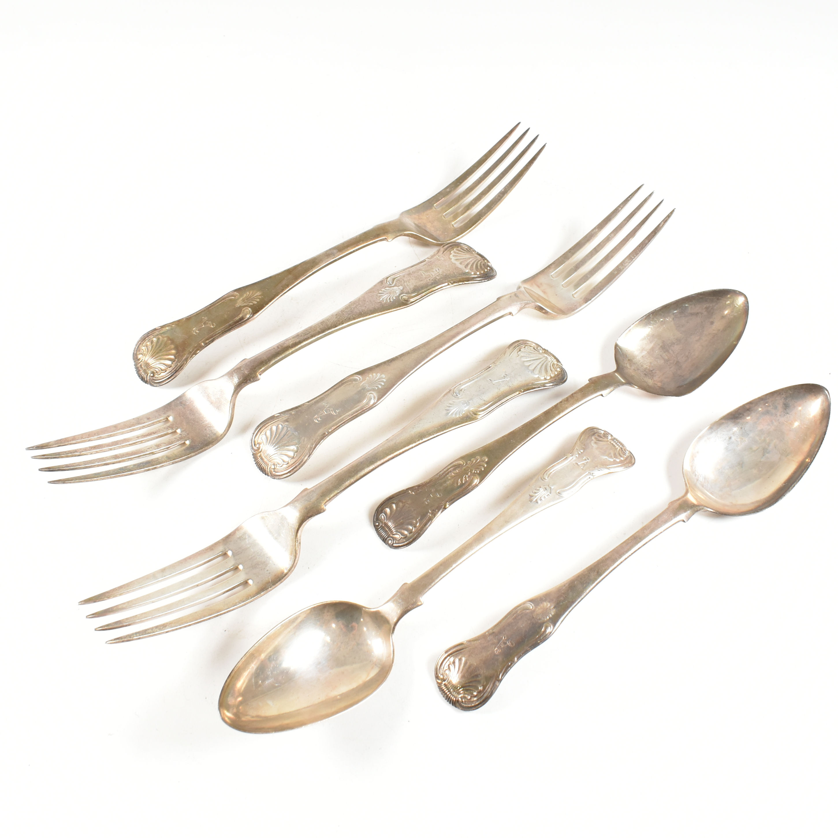 COLLECTION OF GEORGE III & LATER HALLMARKED SILVER FLATWARE - Image 2 of 9
