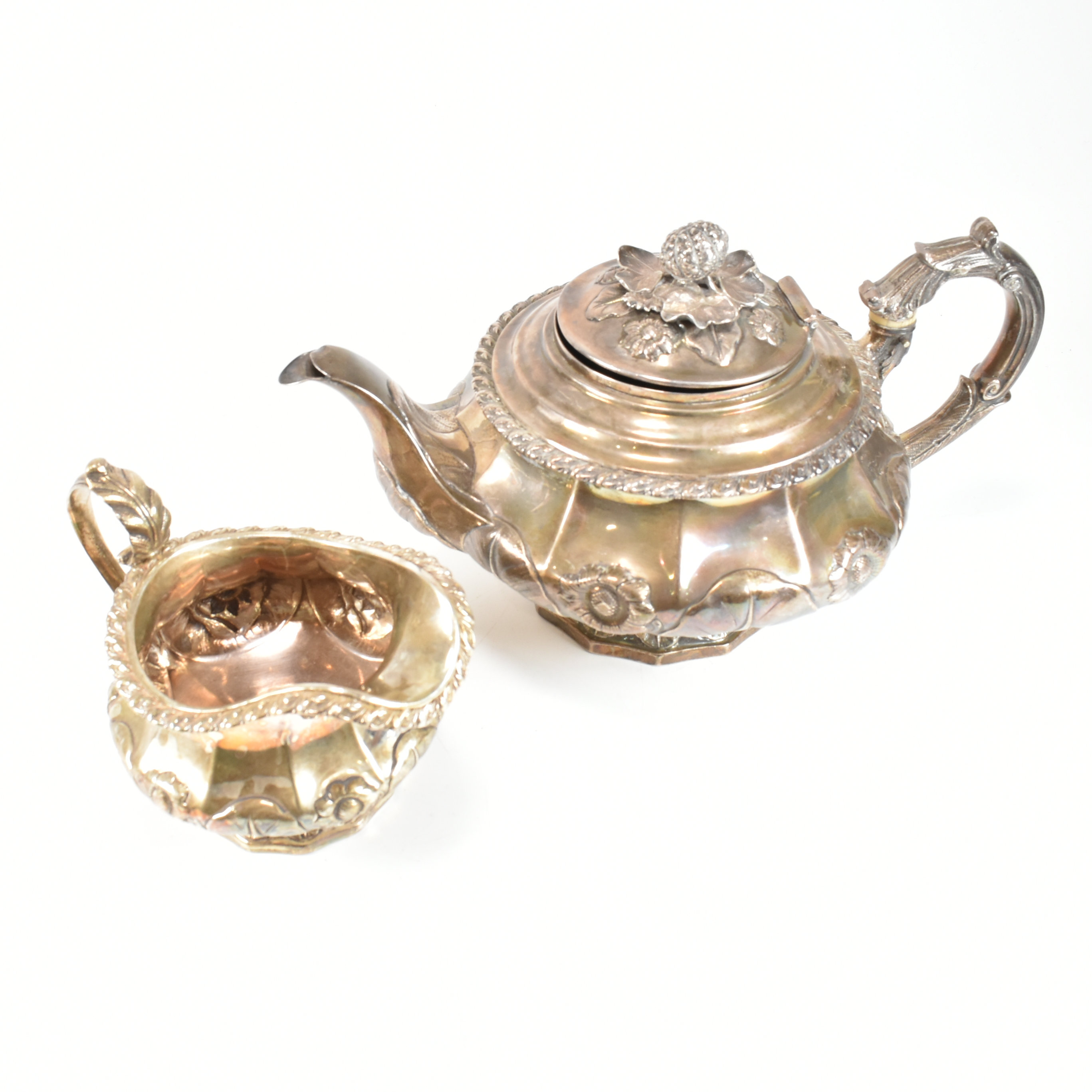 GEORGE IV HALLMARKED SILVER TEAPOT & CREAMER - Image 2 of 15