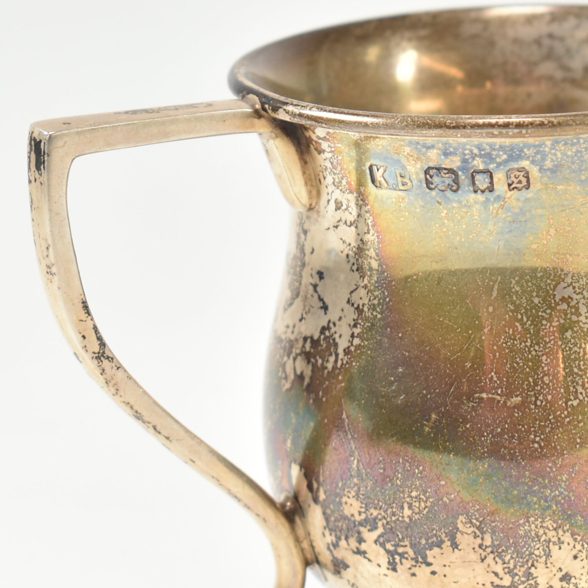 GEORGE V HALLMARKED SILVER CHRISTENING CUP & LATER GOBLET - Image 5 of 8