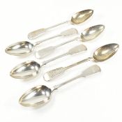 SIX EARLY VICTORIAN HALLMARKED SILVER DESSERT SPOONS