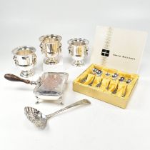 COLLECTION OF SILVER PLATED ITEMS - SUGAR SIFTING SPOON, URN