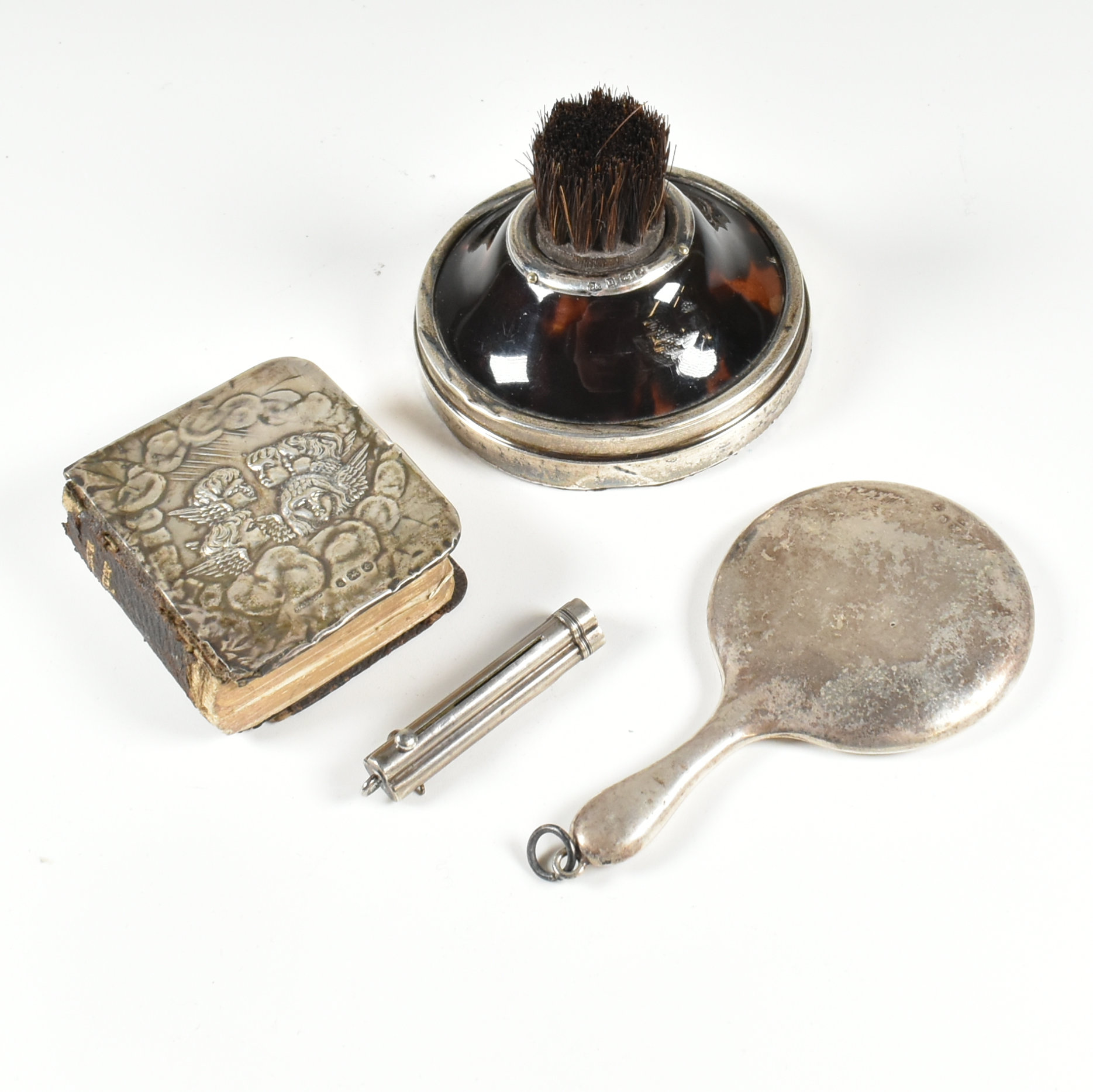 GEORGE V & LATER HALLMARKED SILVER & WHITE METAL MINIATURE ITEMS