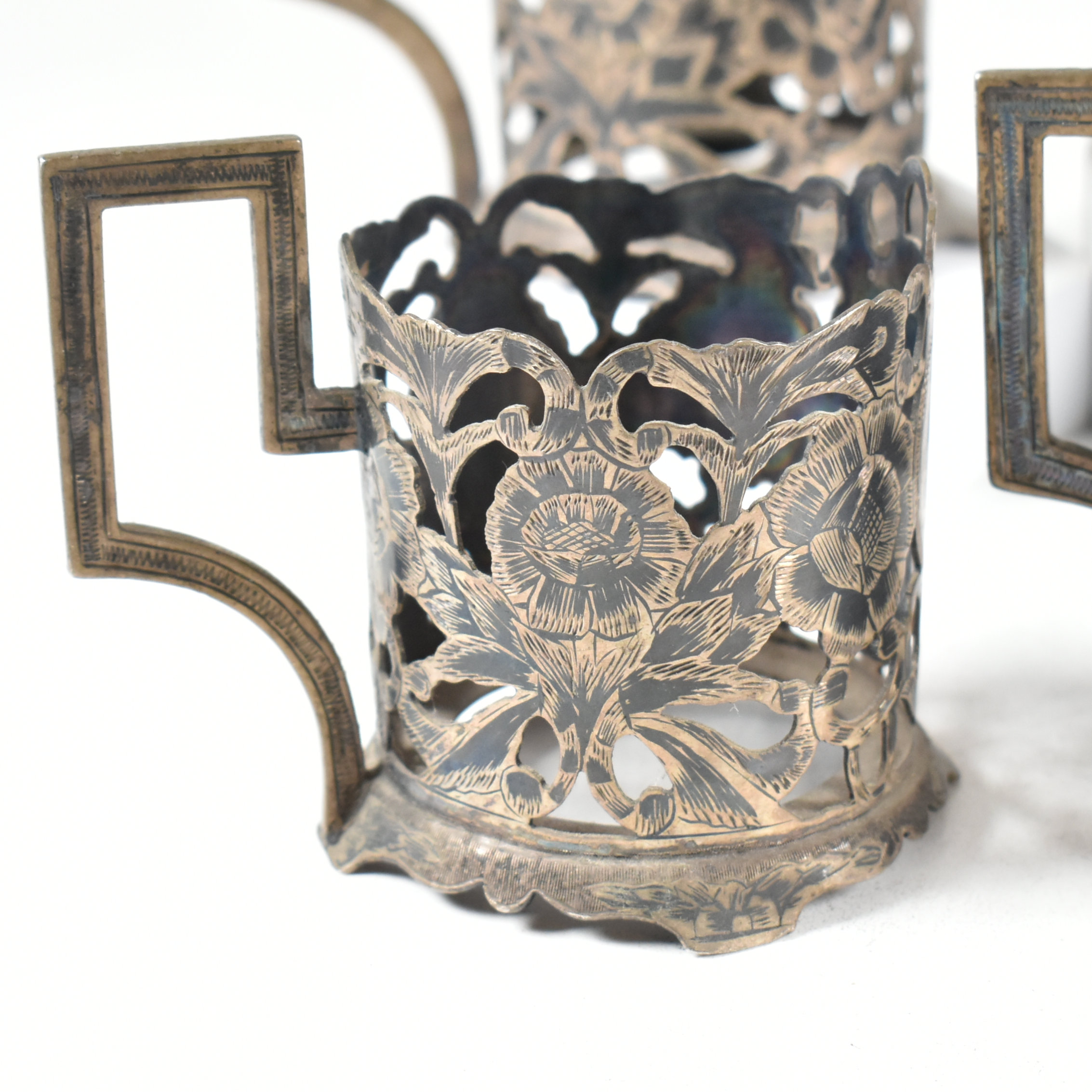 PERSIAN WHITE METAL NIELLO TEA SET - Image 9 of 18