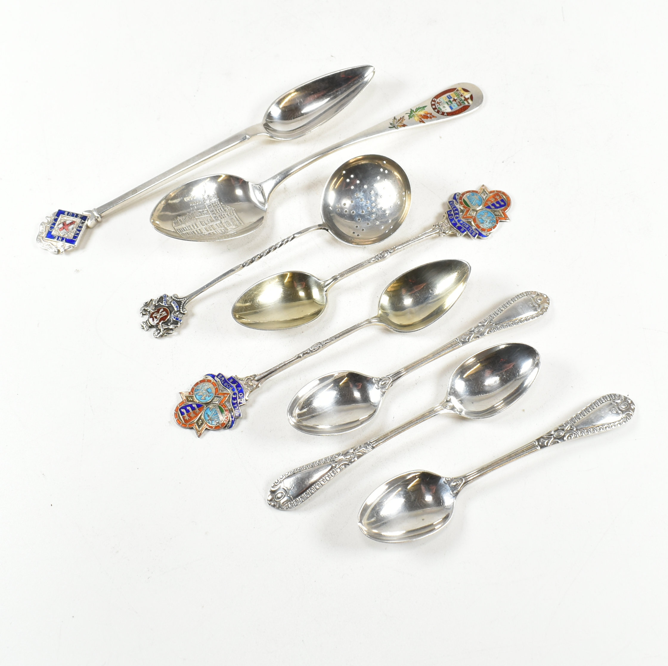 HALLMARKED SILVER STERLING & WHITE METAL SOUVENIR SPOONS