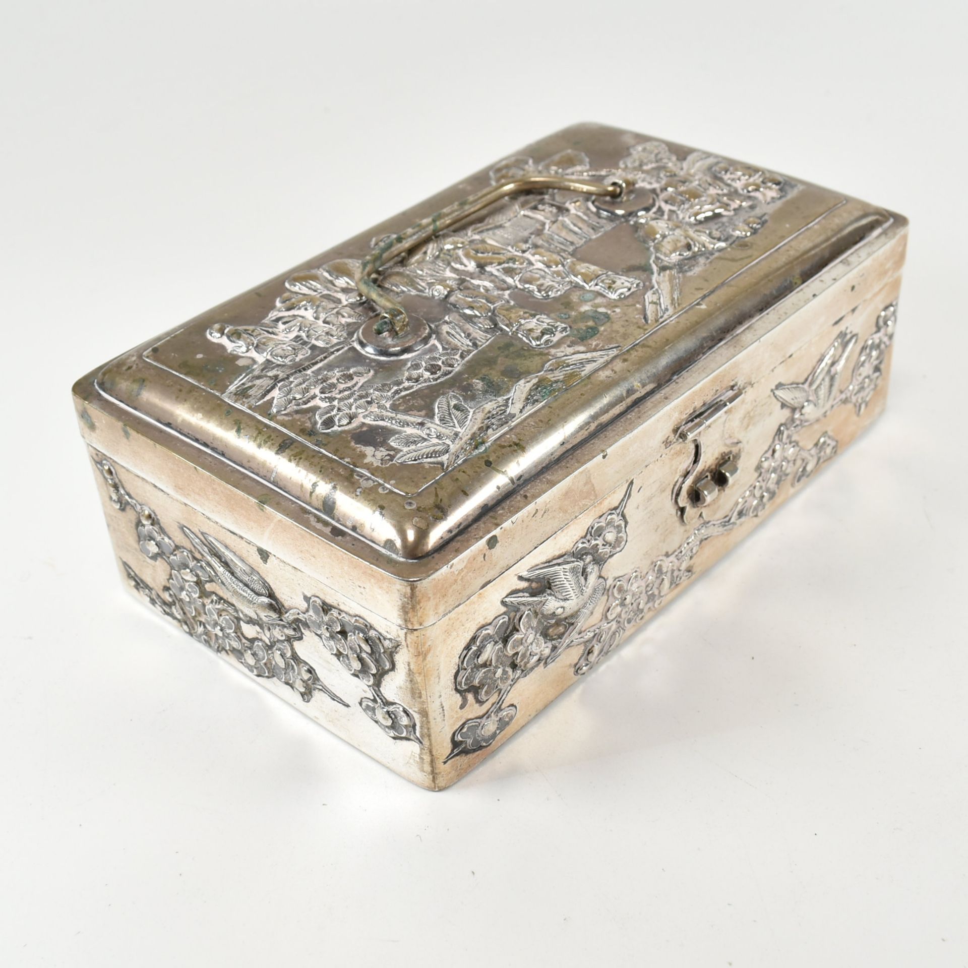 ANTIQUE CHINESE WHITE METAL BOX WING NAM & CO - Image 4 of 15