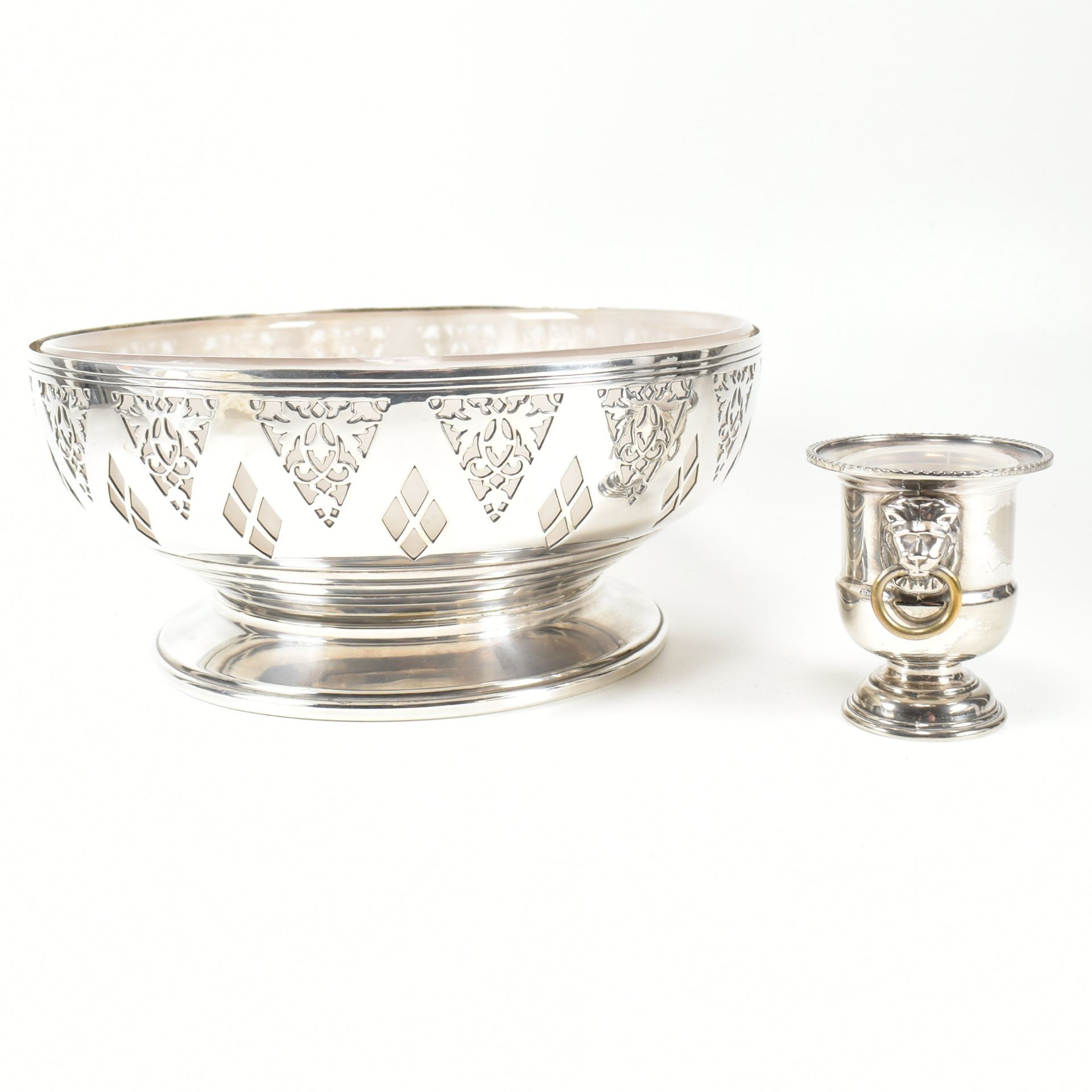 MID CENTURY MAPPIN & WEBB SILVER PLATED FRUIT BOWL & VINERS URN - Image 2 of 8