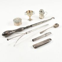 COLLECTION OF VICTORIAN & LATER HALLMARKED SILVER ITEMS