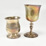 GEORGE V HALLMARKED SILVER CHRISTENING CUP & LATER GOBLET