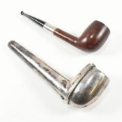 VICTORIAN HALLMARKED SILVER PIPE CASE & SILVER MOUNTED PIPE