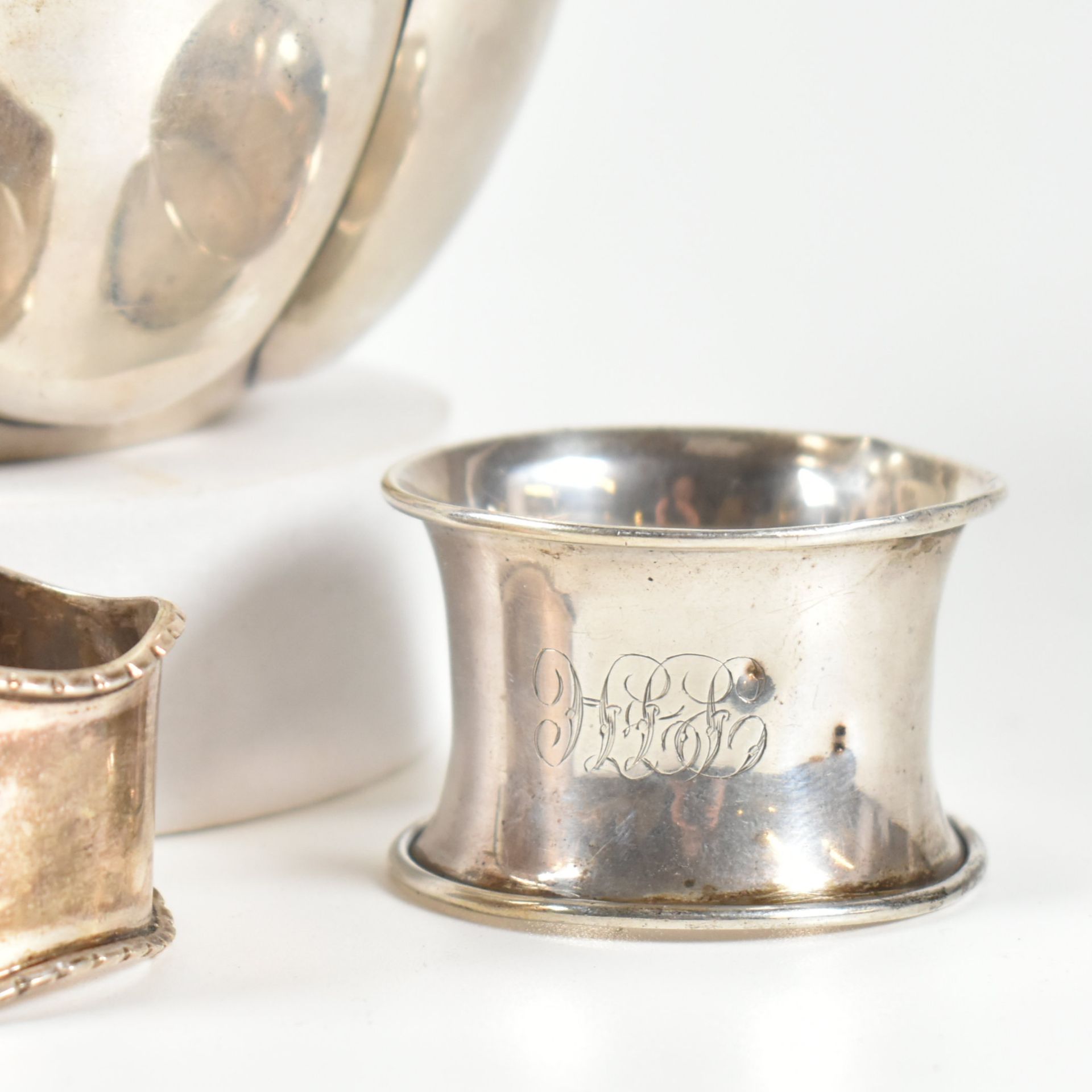 EDWARD VII HALLMARKED SILVER BOWL & OTHER NAPKIN RINGS - Image 2 of 6