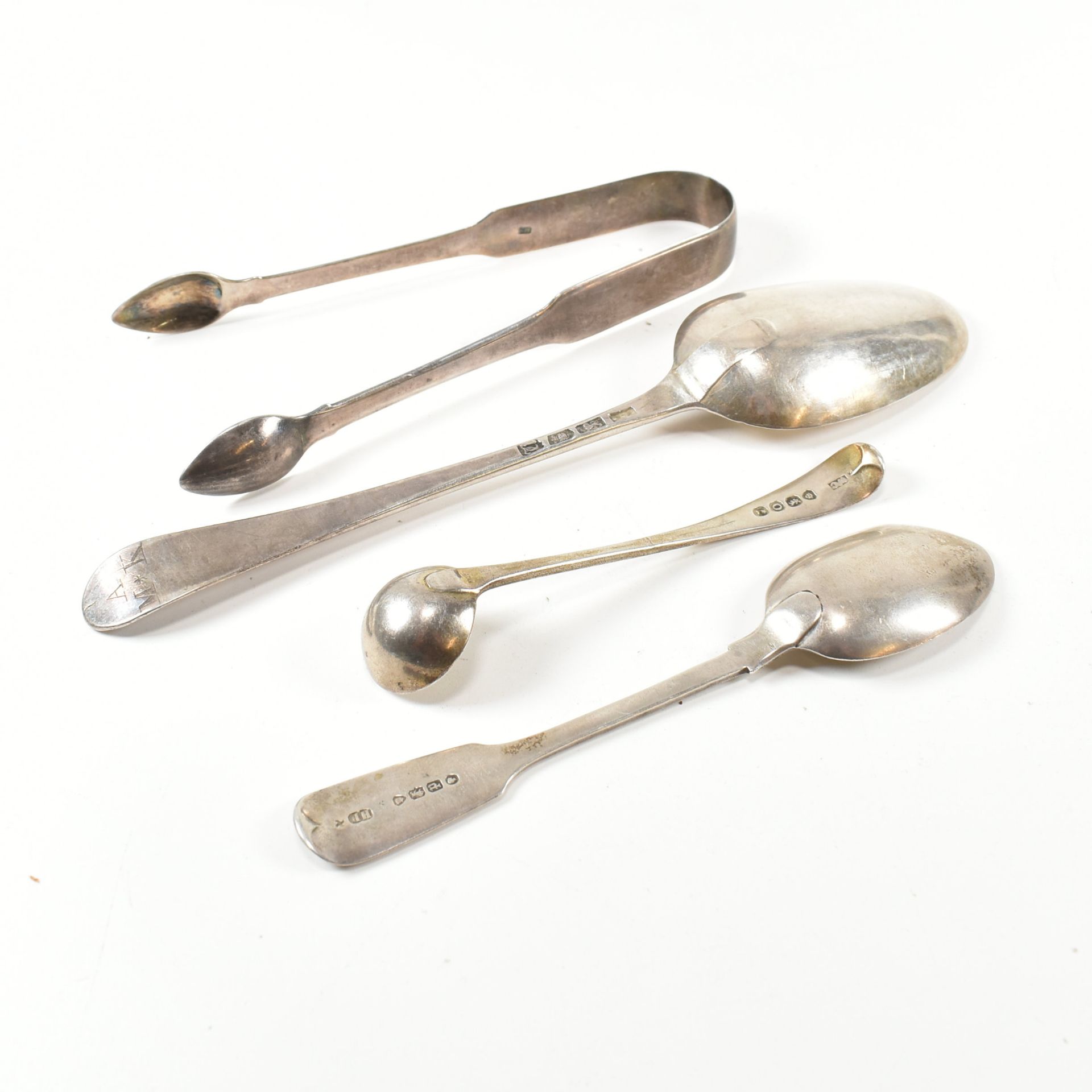 GEORGIAN & LATER HALLMARKED SILVER FLATWARE ITEMS - Image 3 of 7