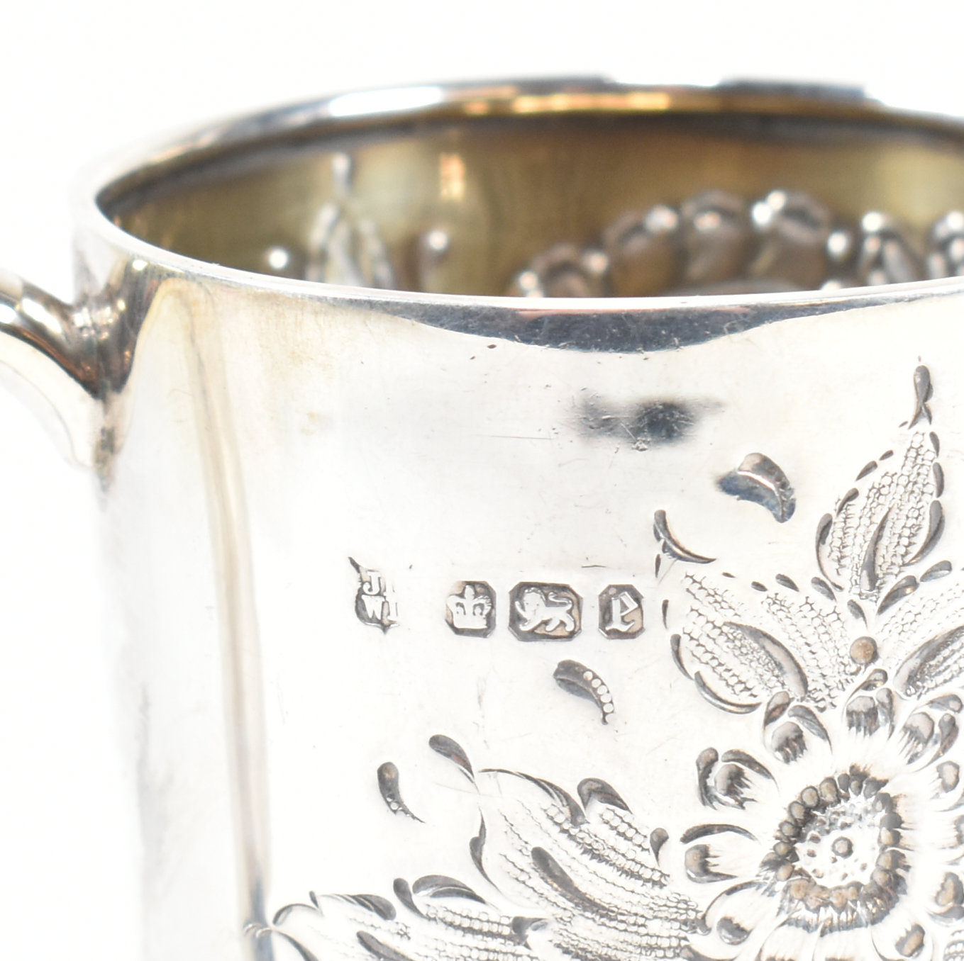 VICTORIAN HALLMARKED SILVER CREAMER & CHRISTENING CUP - Image 5 of 7