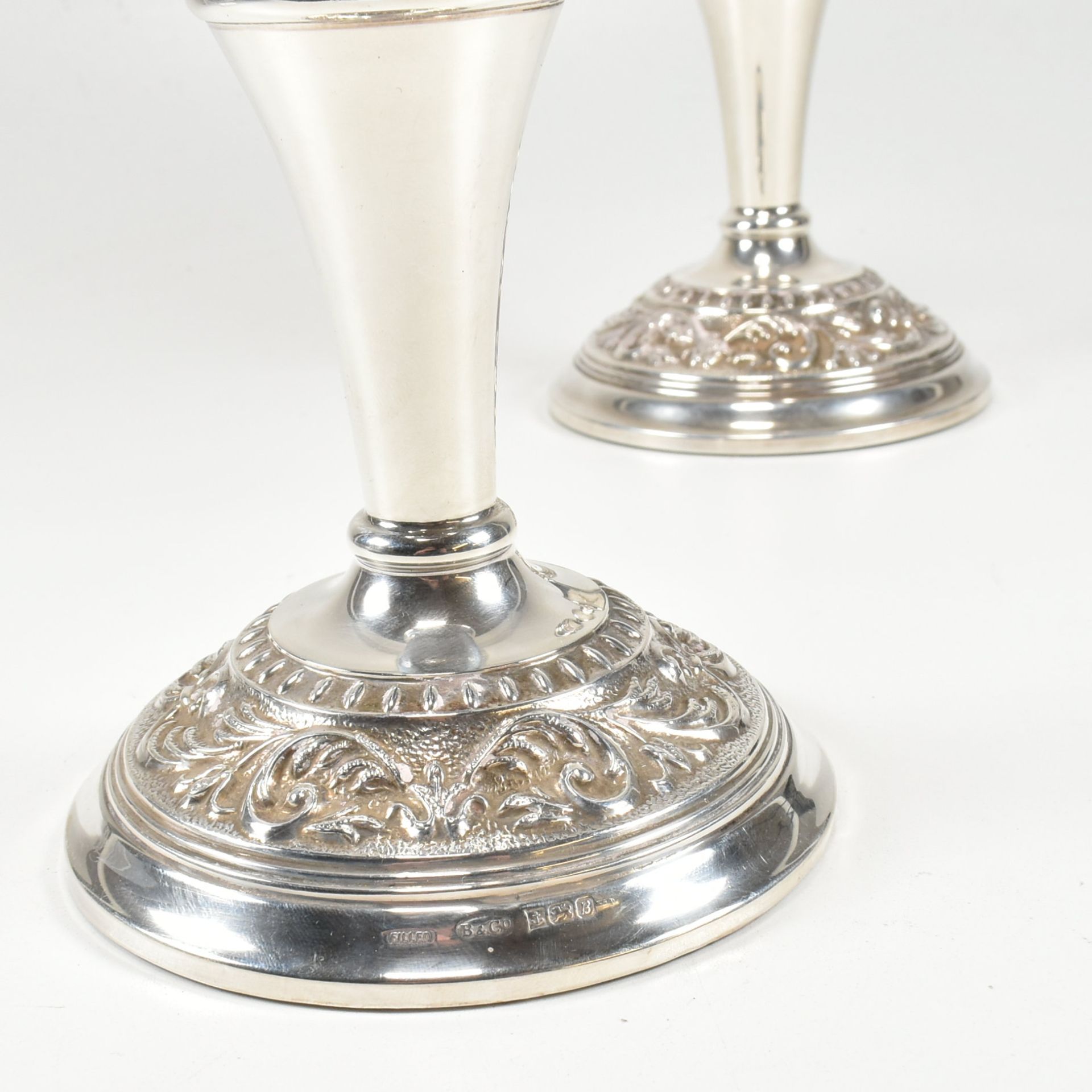 PAIR OF 1970S HALLMARKED SILVER MOUNTED CANDLESTICKS - Image 3 of 7