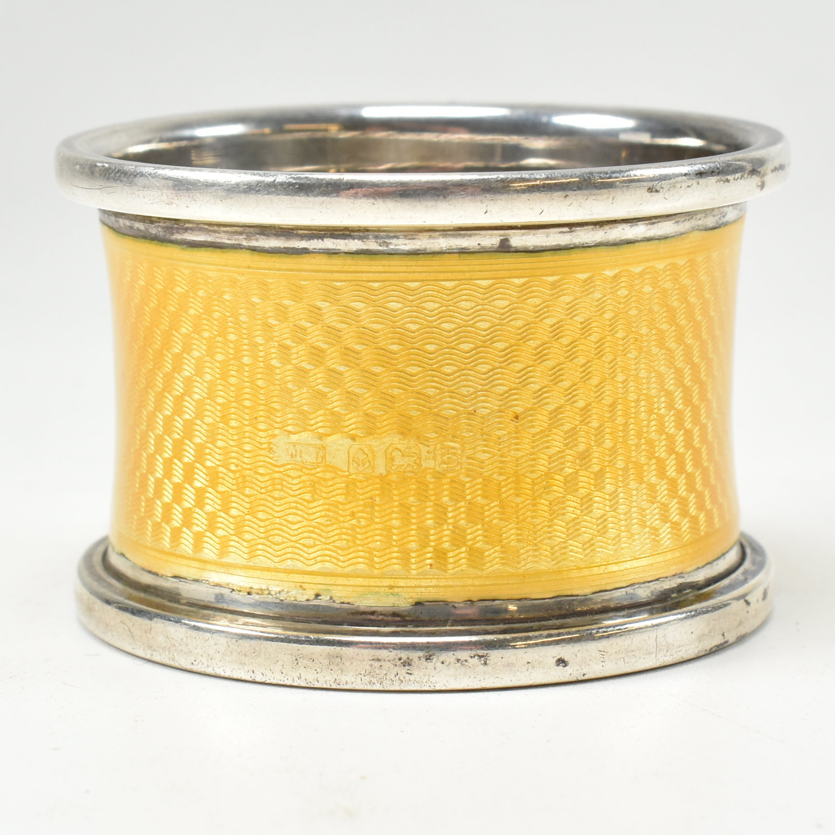 1920S HALLMARKED SILVER & GUILLOCHE ENAMEL NAPKIN RING - Image 5 of 5