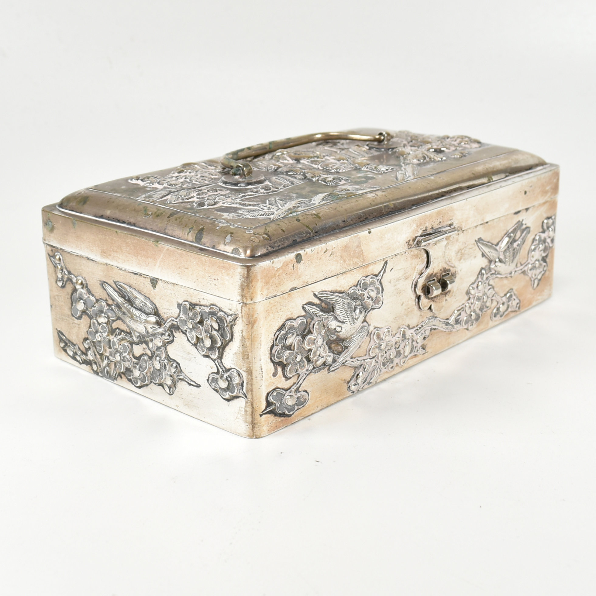 ANTIQUE CHINESE WHITE METAL BOX WING NAM & CO - Image 3 of 15