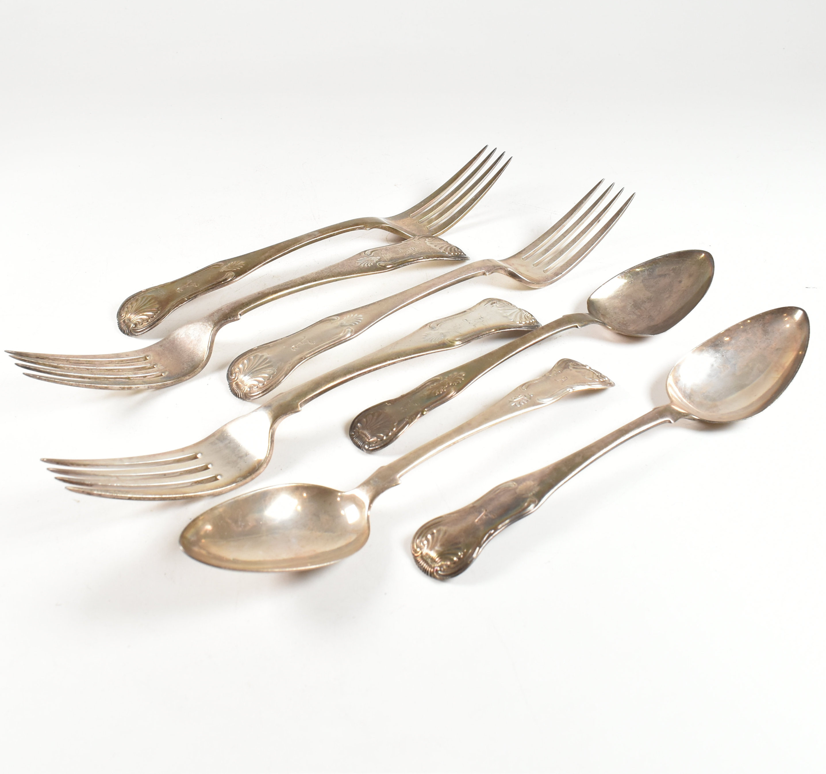 COLLECTION OF GEORGE III & LATER HALLMARKED SILVER FLATWARE
