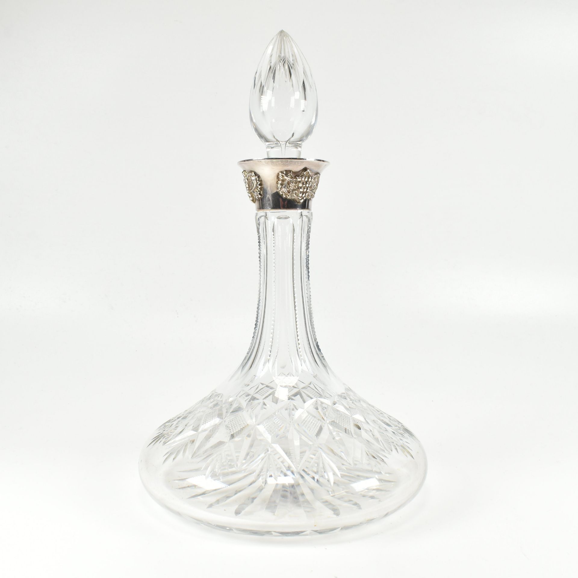 1970S HALLMARKED SILVER MOUNTED CUT GLASS DECANTER