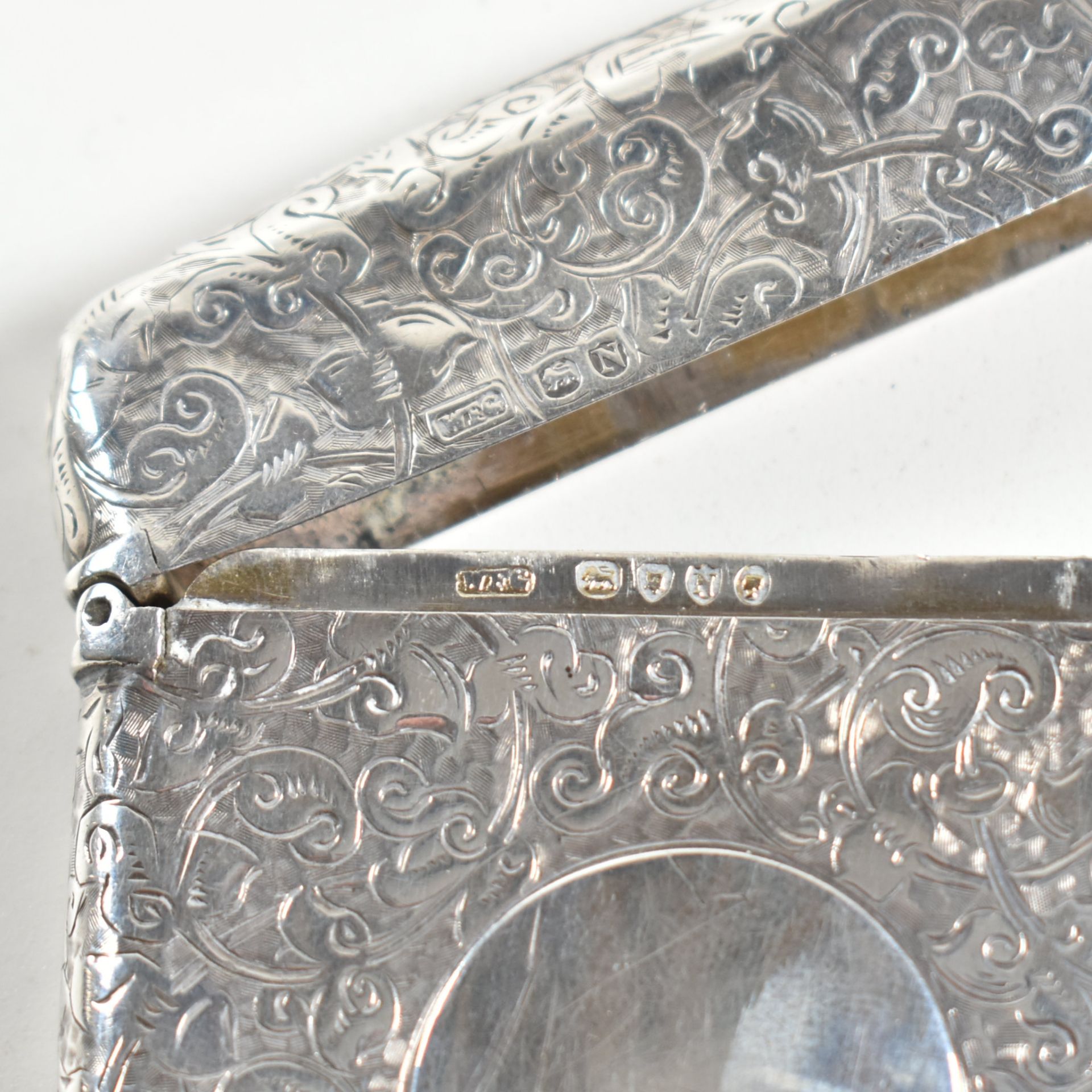 VICTORIAN HALLMARKED SILVER CARD CASE & LATER DISH - Image 7 of 7