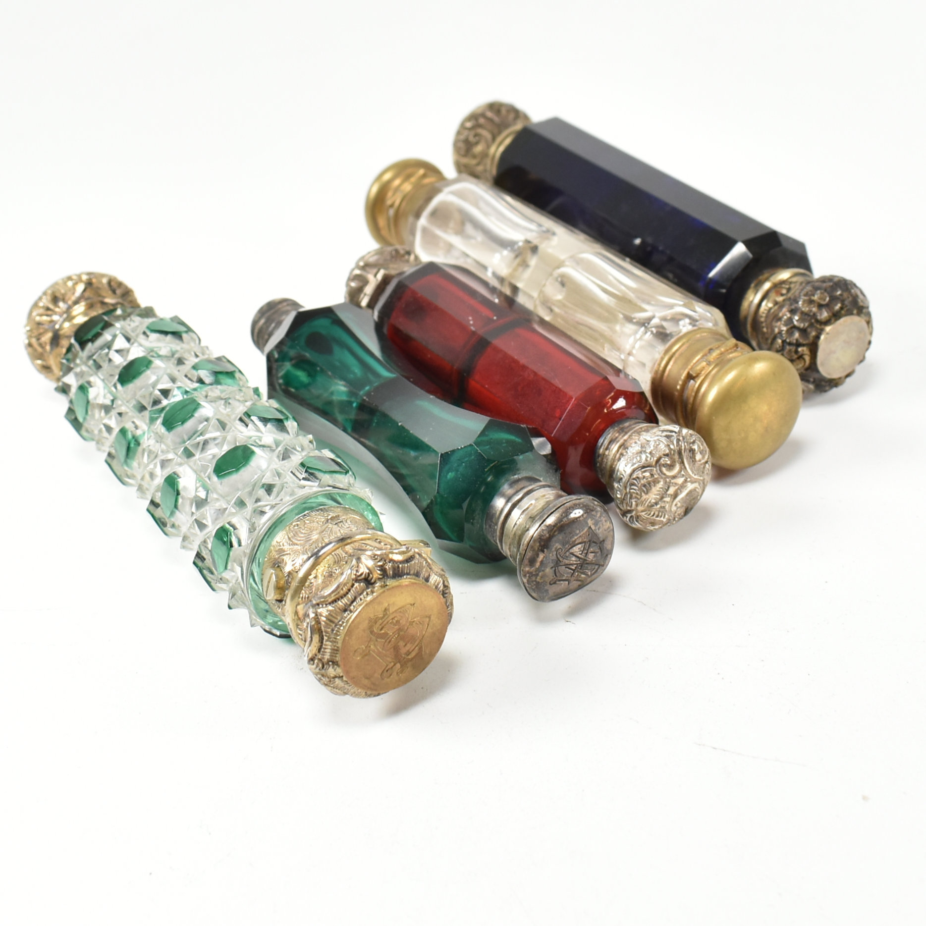 ANTIQUE DOUBLE ENDED GLASS SCENT BOTTLES - Image 6 of 7