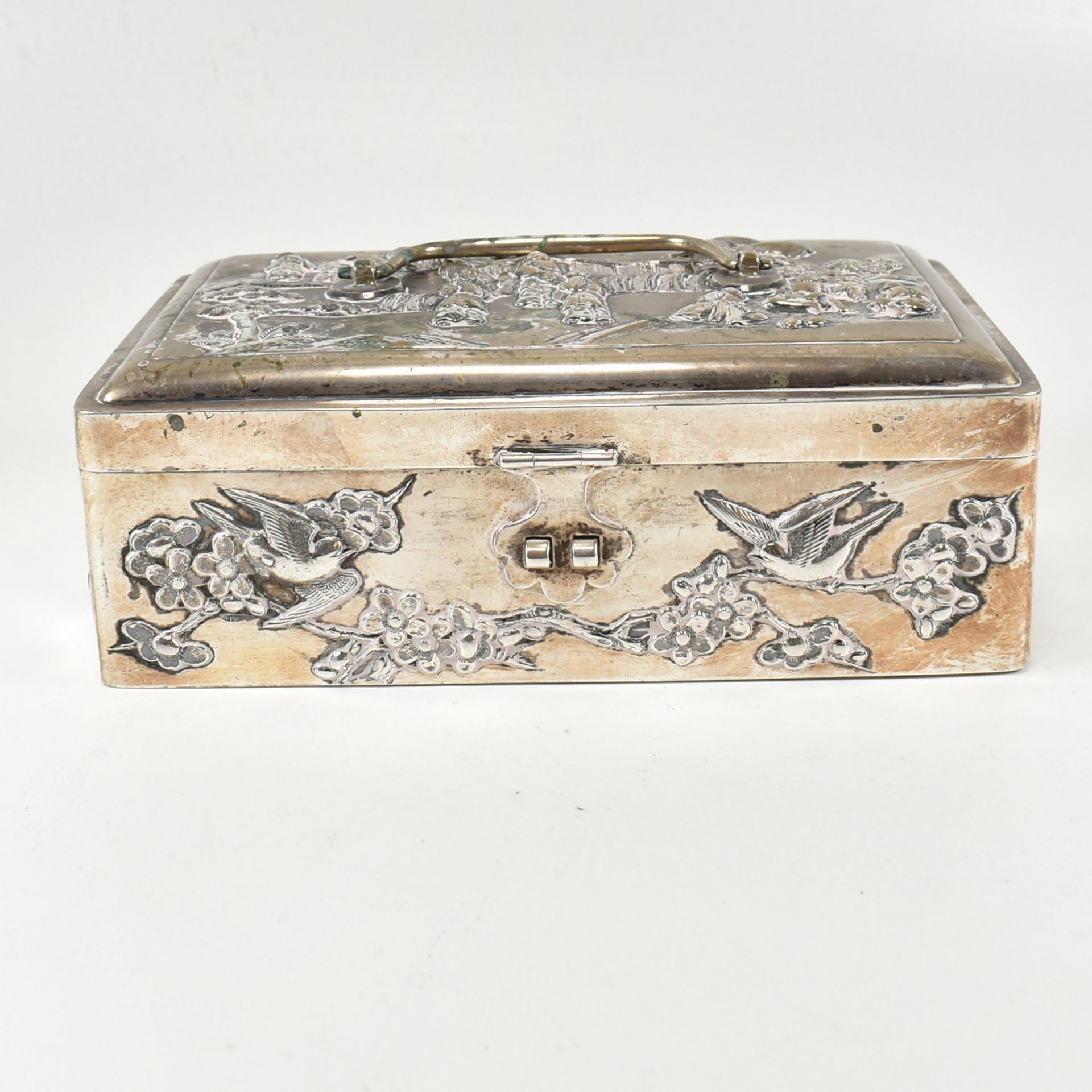 ANTIQUE CHINESE WHITE METAL BOX WING NAM & CO - Image 8 of 15