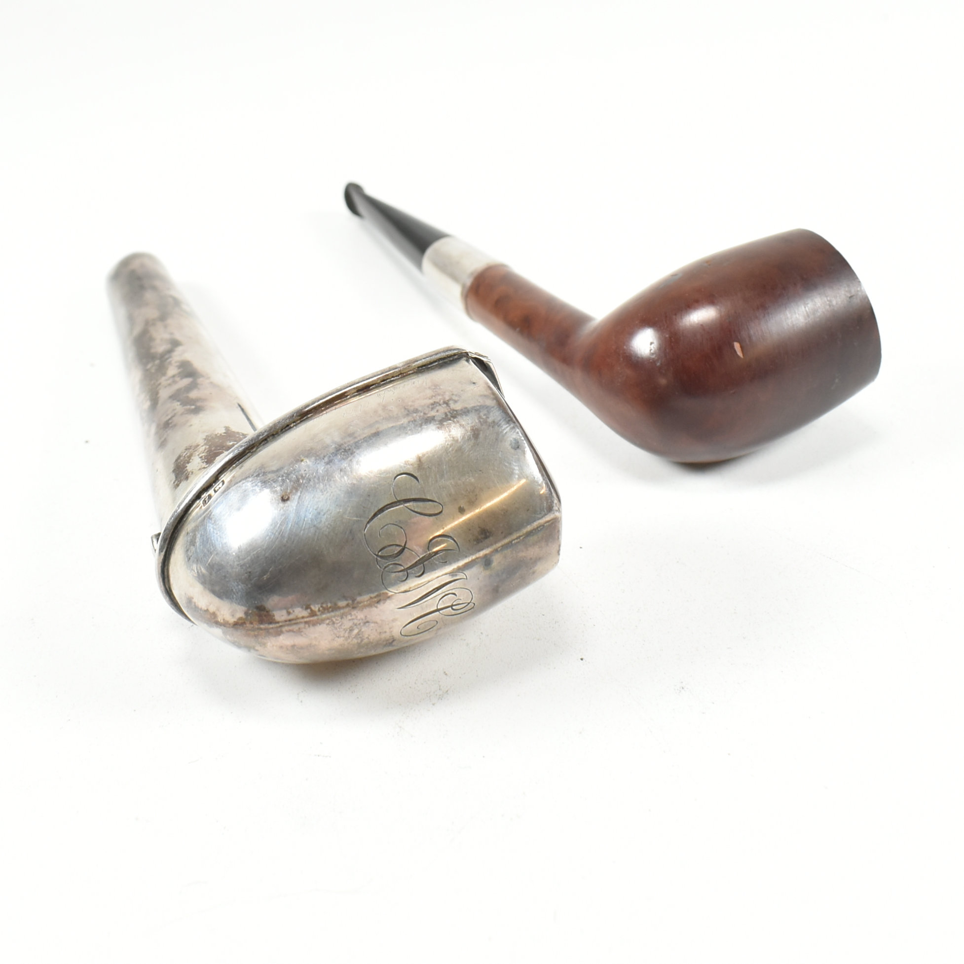 VICTORIAN HALLMARKED SILVER PIPE CASE & SILVER MOUNTED PIPE - Image 4 of 9