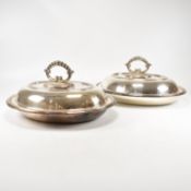 PAIR OF EARLY 20TH CENTURY SILVER PLATED TUREENS