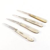 4 VICTORIAN HALLMARKED SILVER & MOTHER OF PEARL FRUIT KNIVES