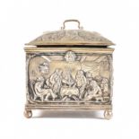 ANTIQUE FRENCH WHITE METAL JEWELLERY CASKET