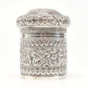 EARLY 20TH CENTURY INDIAN WHITE METAL CANNISTER