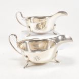 PAIR OF GEORGE V HALLMARKED SILVER SAUCE BOATS