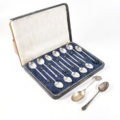 1920S MAPPIN & WEBB SILVER COFFEE BEAN SPOONS & OTHER SPOONS