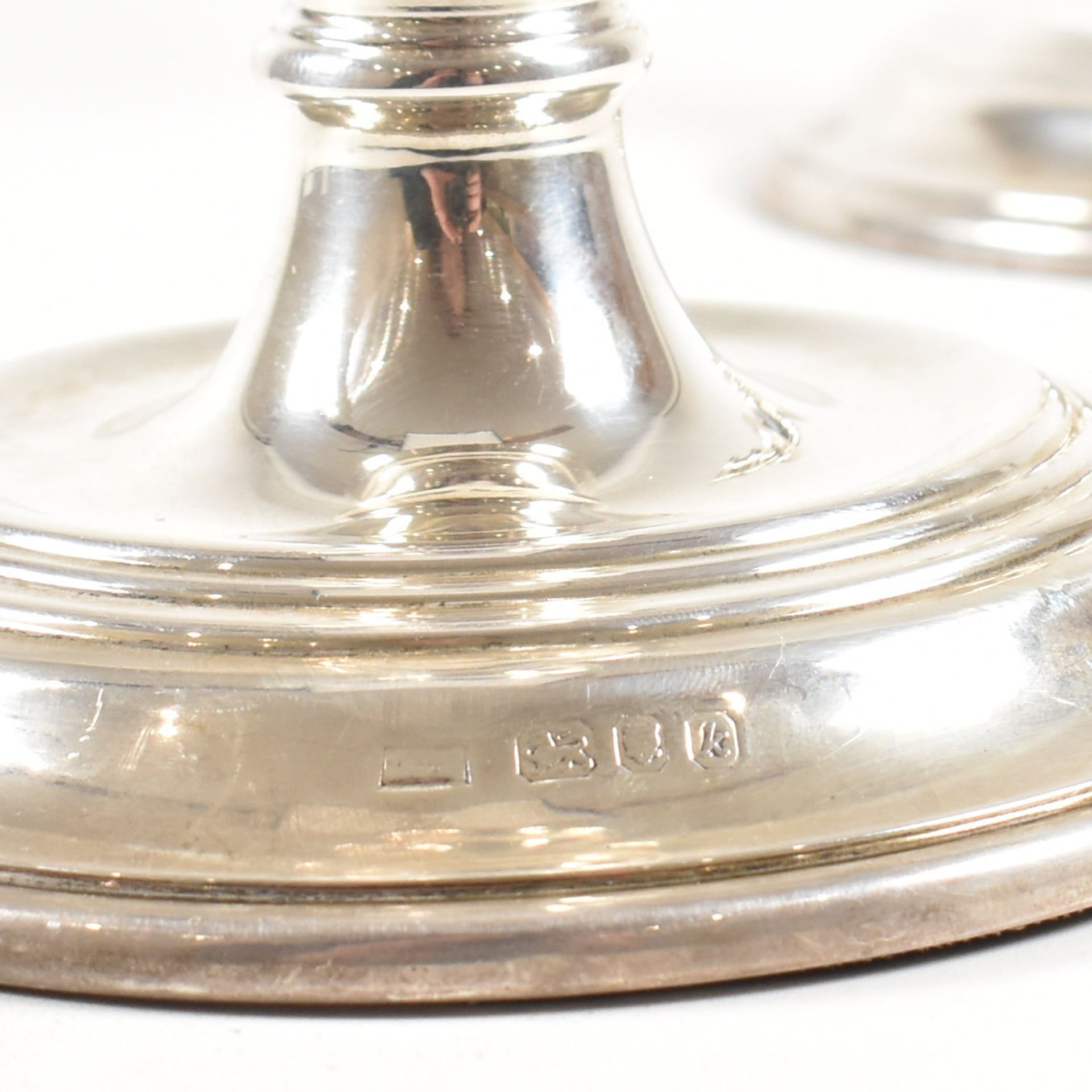 MATCHED PAIR OF MID CENTURY HALLMARKED SILVER CANDLESTICKS - Image 3 of 6