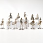 SET OF 12 925 STERLING SILVER CHINESE FIGURAL MENU HOLDERS