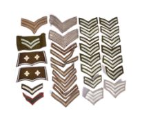 COLLECTION OF FIRST & SECOND WORLD WAR STYLE ARMY CHEVRONS