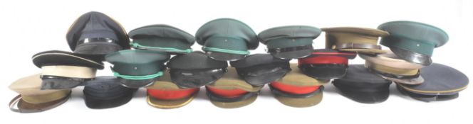 LARGE COLLECTION OF PEAKED CAP VISORS