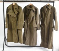COLLECTION OF X3 BRITISH ARMY GREATCOATS