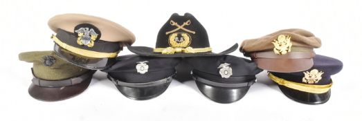 COLLECTION OF REENACTMENT US UNITED STATES MILITARY VISORS