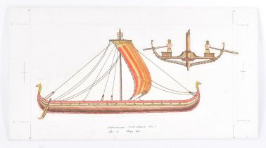 ORIGINAL MACMILLAN PUBLICATION ARTWORK - NAVAL SAIL BOATS