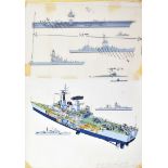 ORIGINAL MACMILLAN PUBLICATION ARTWORK - NAVAL VESSELS