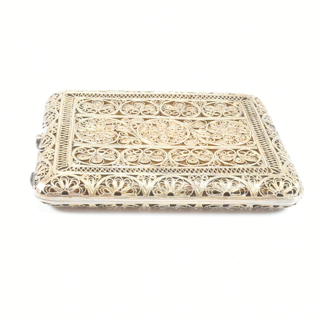 WHITE METAL FILIGREE GILDED CIGARETTE CASE - Image 7 of 10