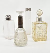 COLLECTION OF SILVER HALLMARKED CUT GLASS PERFUME BOTTLES