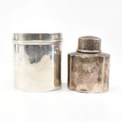 GEORGE V HALLMARKED SILVER CADDY & VICTORIAN OIL BOTTLE