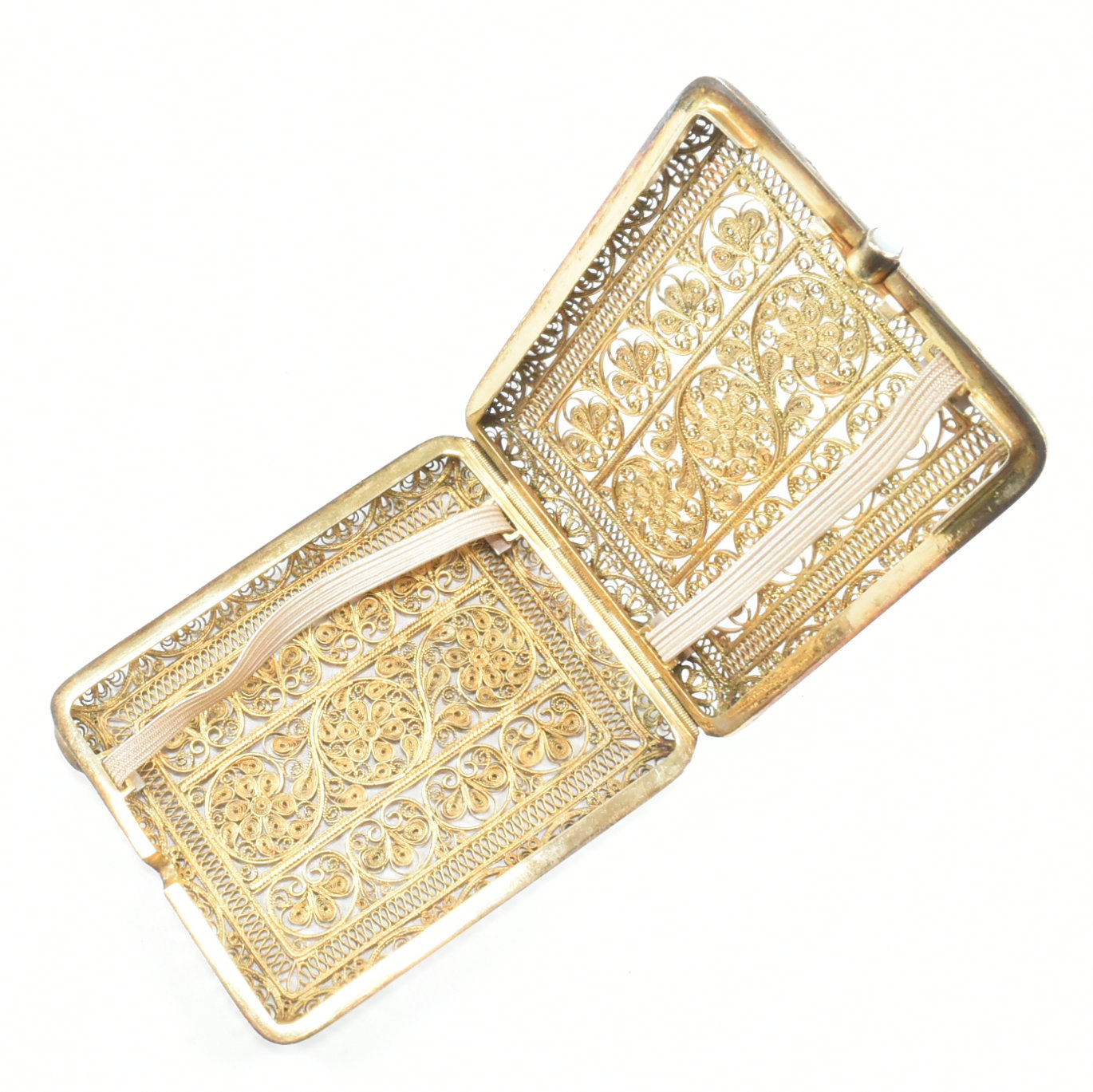 WHITE METAL FILIGREE GILDED CIGARETTE CASE - Image 6 of 10